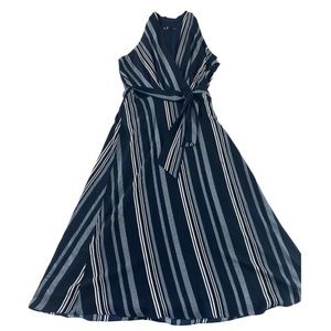NWT Leslie Fay Women's Striped Tie Waist Maxi Dress - 10